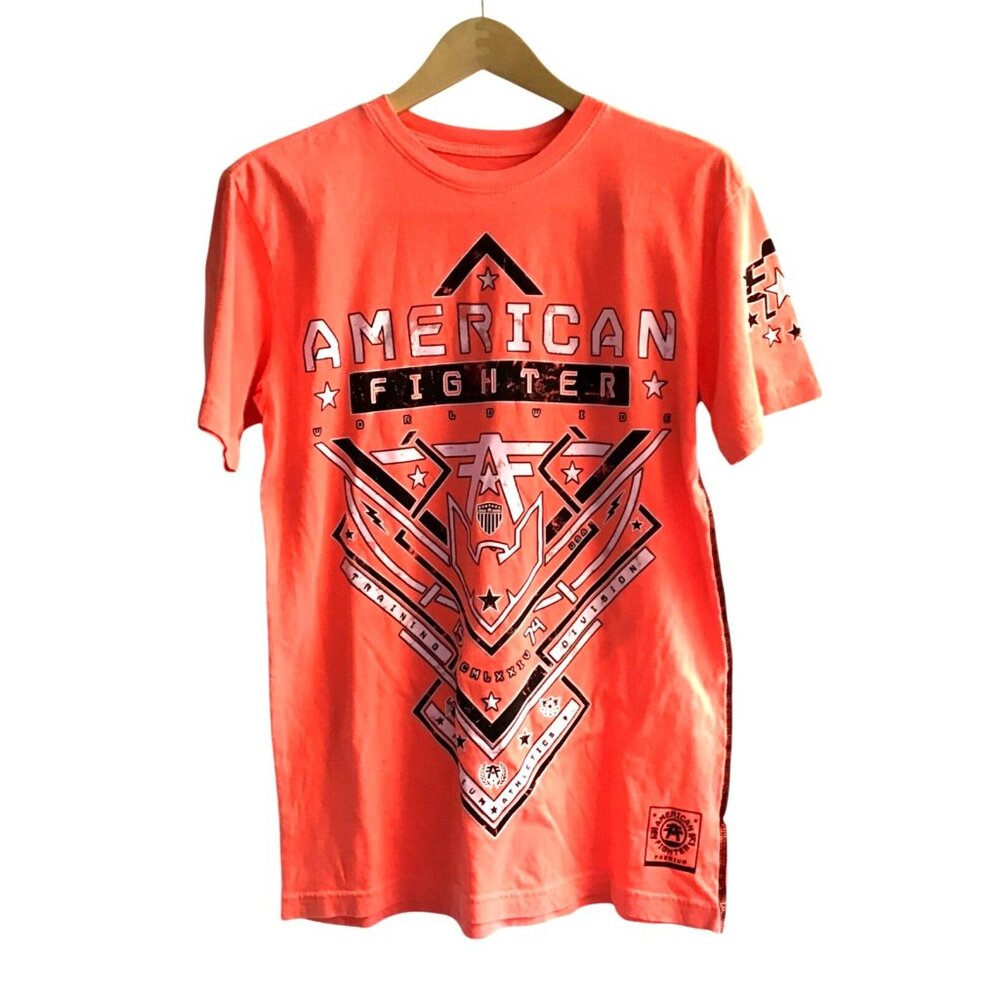 AMERICAN FIGHTER- MEN'S SHORT SLEEVE FRONT & BACK GRAPHIC T-SHIRT SIZE SMALL
